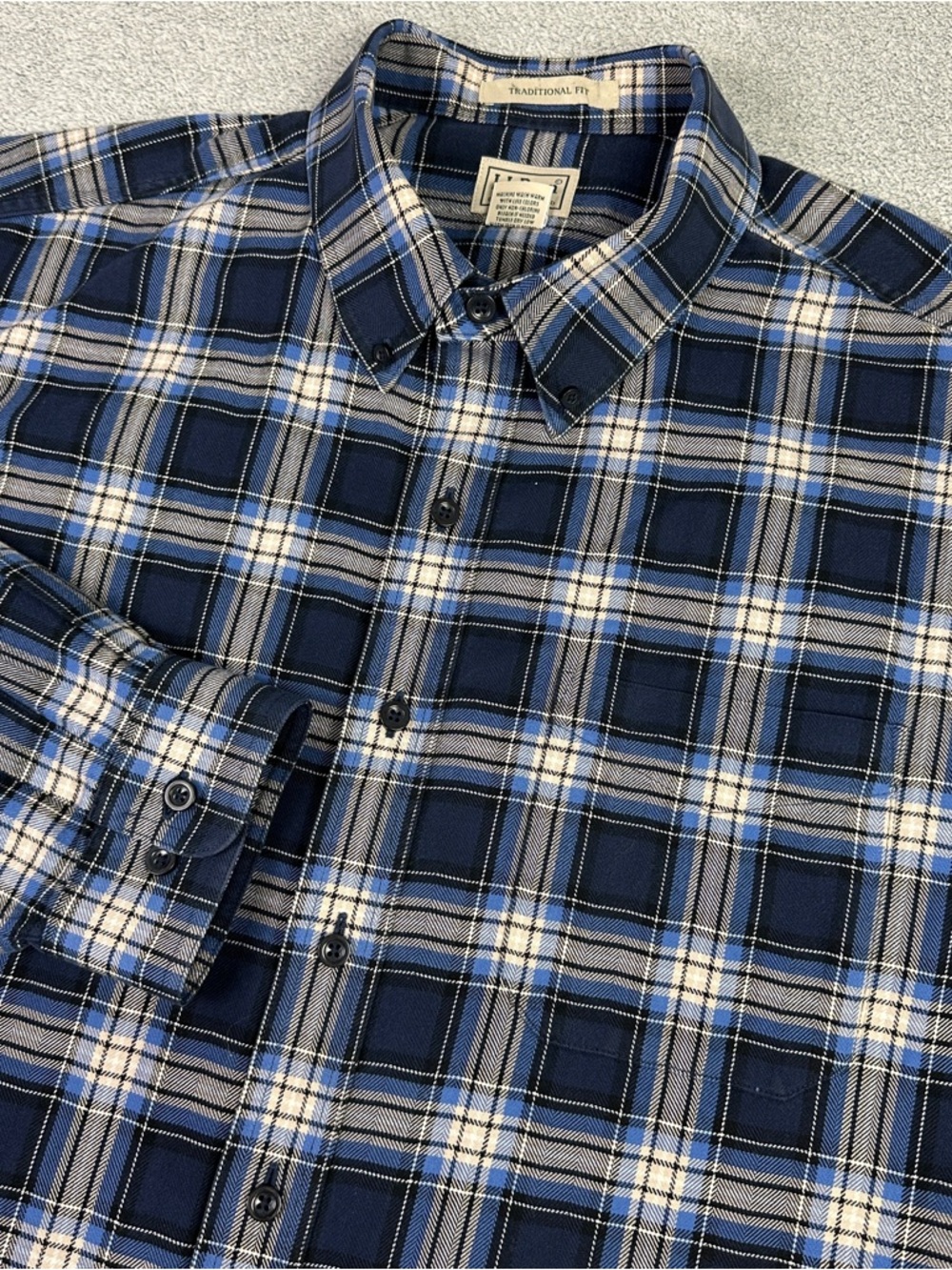 L.L. Bean‎ Flannel Shirt Mens 2XL Tall Blue Scotch Plaid Casual Work Outdoor